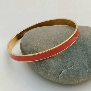 906 Monet enamel bangle signed red gold tone bracelet